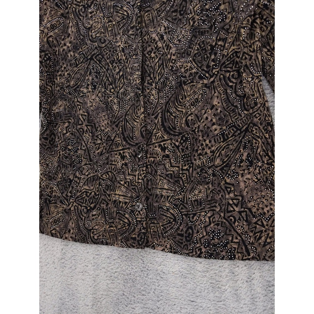 Chico's Printed Blouse Top, Size 1‎ M, Long Sleeve, Button Front, Geometric - Picture 3 of 6